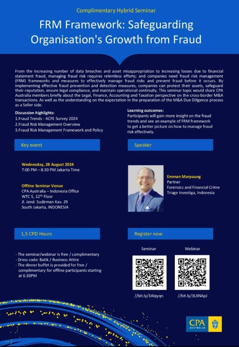 Triage Investiga Diskusikan Kerangka FRM di CPA Australia Indonesia
